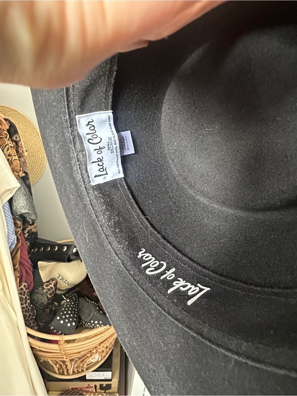 Lack Of Color Black Wide Brim Fedora with Embroidered gold and Turquoise Band - Picture 3 of 12